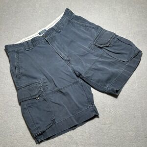 Polo Ralph Lauren Mens Size‎ 36 Classic Flat Front Navy Blue Cargo Shorts Cotton